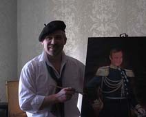 шаржист Михаил Шабалин с портретом