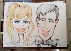 свадебный шарж на молодоженов в ресторане Орбита